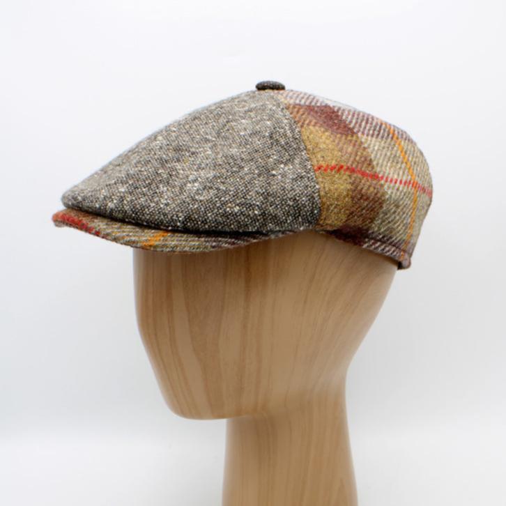 The Fall Sky Patchwork - Beige Newsboy Cap by Hologramme Paris