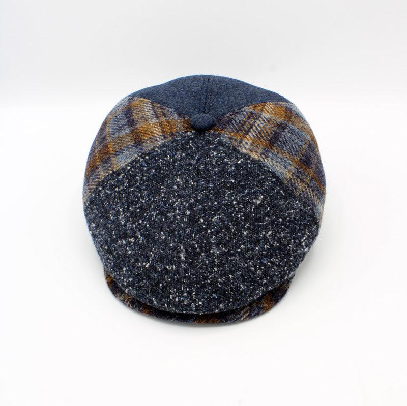 The Fall Sky Patchwork  - Blue Newsboy Cap by Hologramme Paris