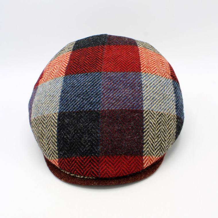 The "Bright Patch" - Reds and Blues Wool Pub Cap by Hologramme Paris