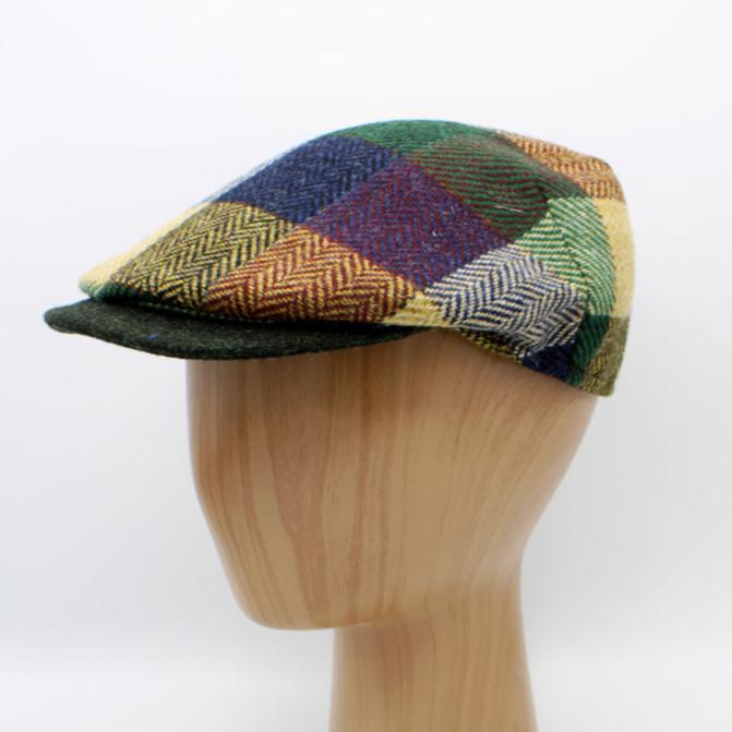 The "Bright Patch" - Greens and Purples Wool Pub Cap by Hologramme Paris