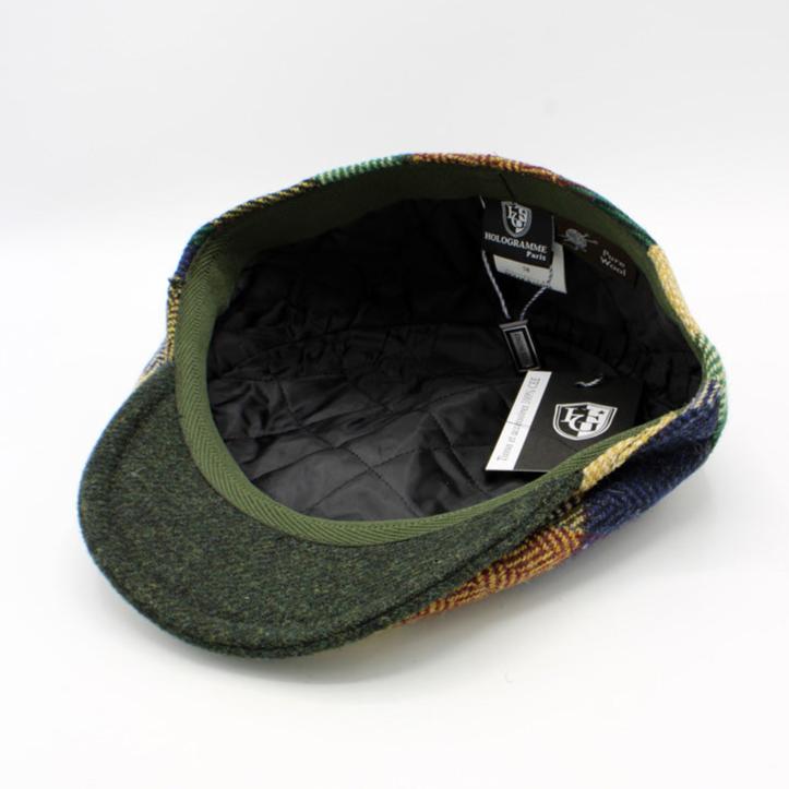 The "Bright Patch" - Greens and Purples Wool Pub Cap by Hologramme Paris