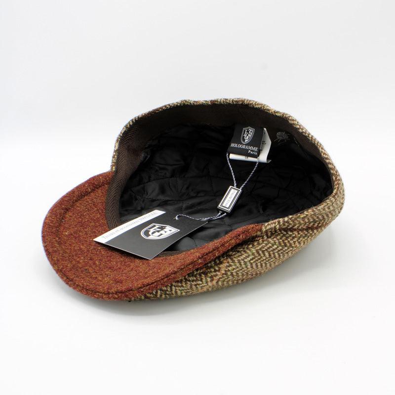 The "Striped Bone" - Burgundy Flat Cap by Hologramme Paris