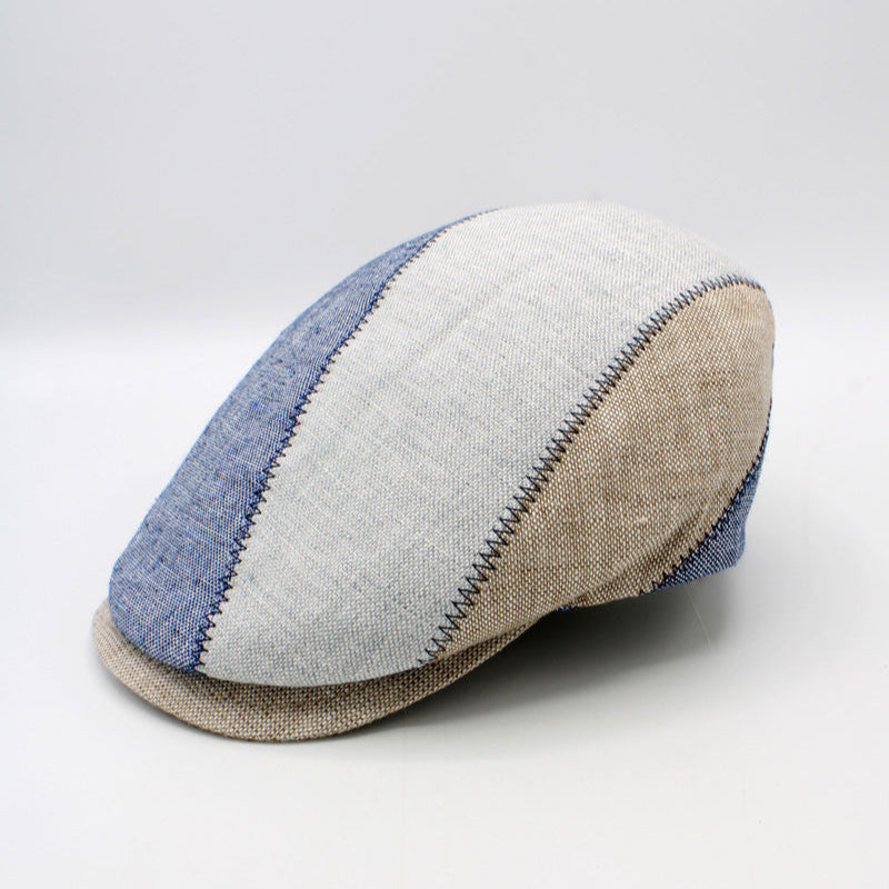 The "Summer Slant" - Blue and Gray Italian Linen Cap by Hologramme Paris