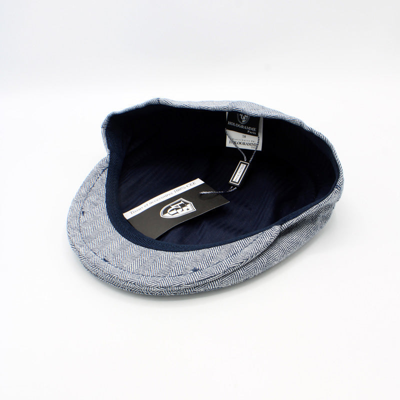 CAP OF THE WEEK: The Navy Blue Summer Herringbone Flat Cap by Hologramme Paris