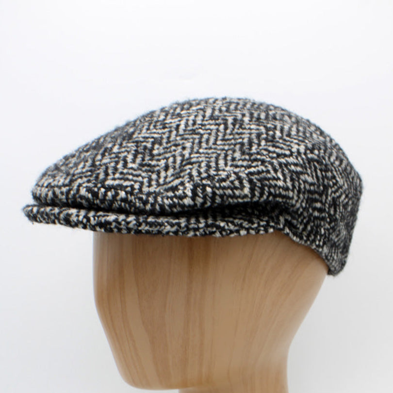 Gray Herringbone Flat Cap by FunkyBrims