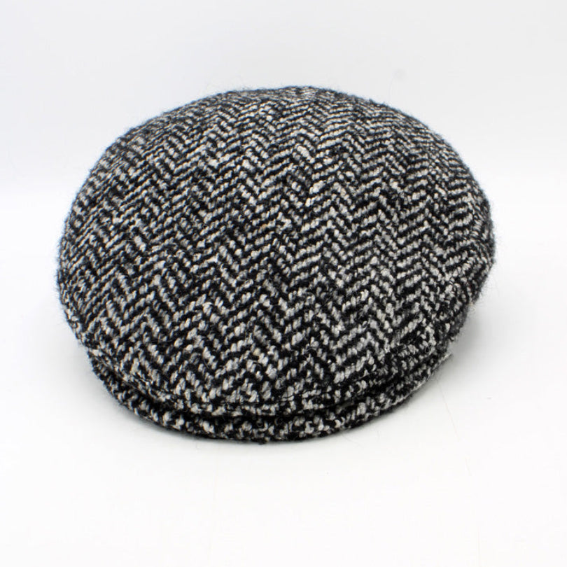 The "Heritage"  - Gray Herringbone Flat Cap by Hologramme Paris