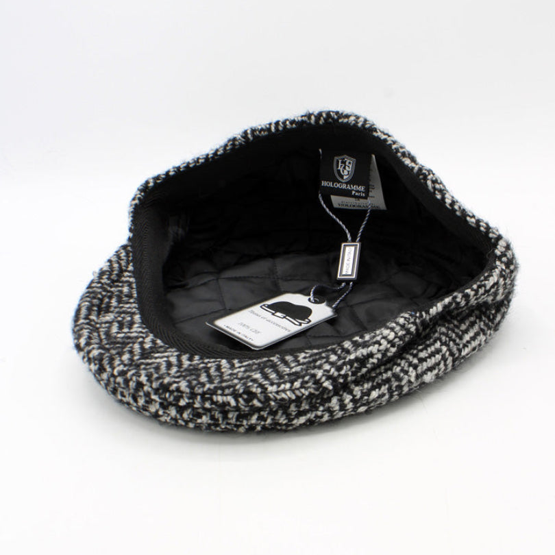 The "Heritage"  - Gray Herringbone Flat Cap by Hologramme Paris