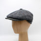 The "Garrison" - Dark Gray and Black Herringbone Newsboy Cap by Hologramme Paris