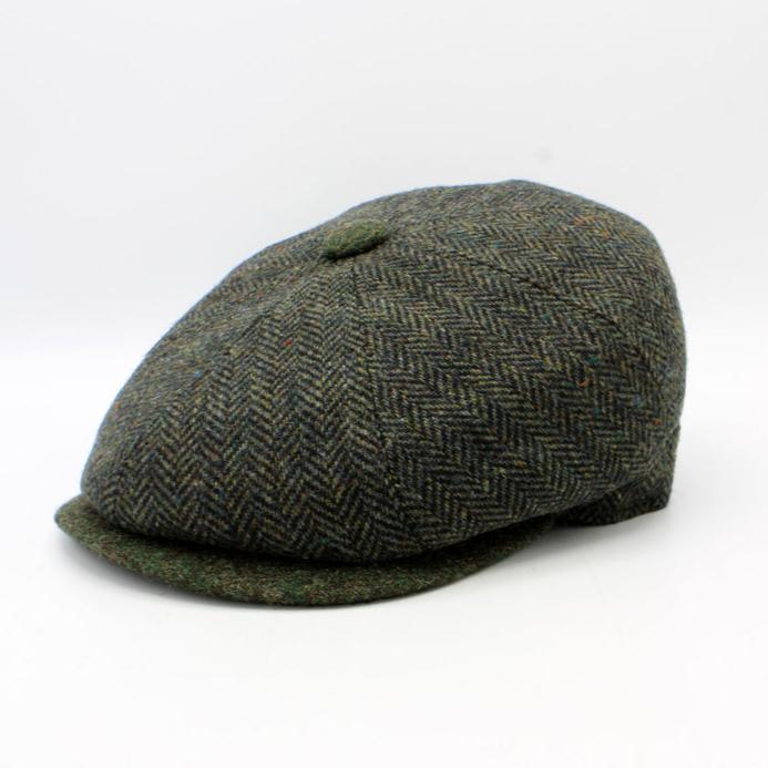 The "Garrison" - Irish Green Herringbone Newsboy Cap by Hologramme Paris