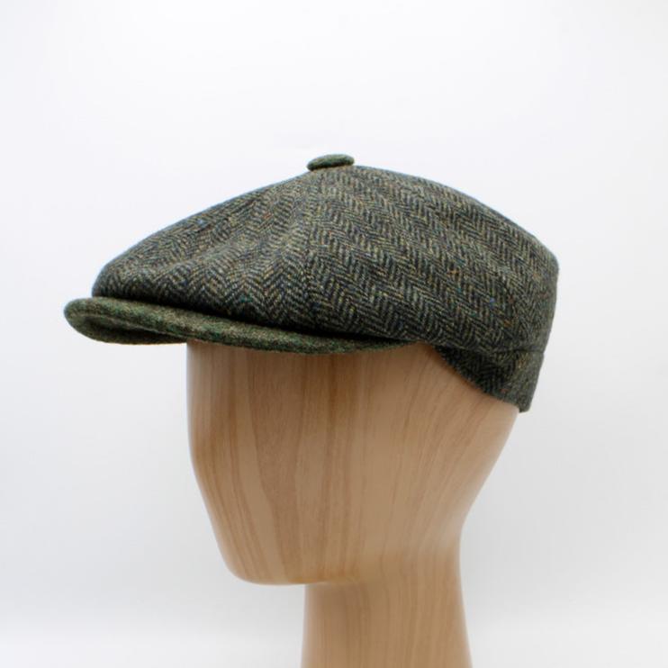 The "Garrison" - Irish Green Herringbone Newsboy Cap by Hologramme Paris