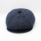 The "Garrison" - Navy Blue Herringbone Newsboy Cap by Hologramme Paris