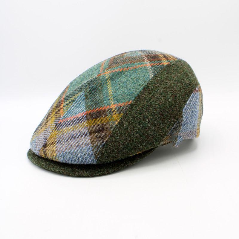 The "Funky Greens" Patchwork Flat Cap by Hologramme Paris