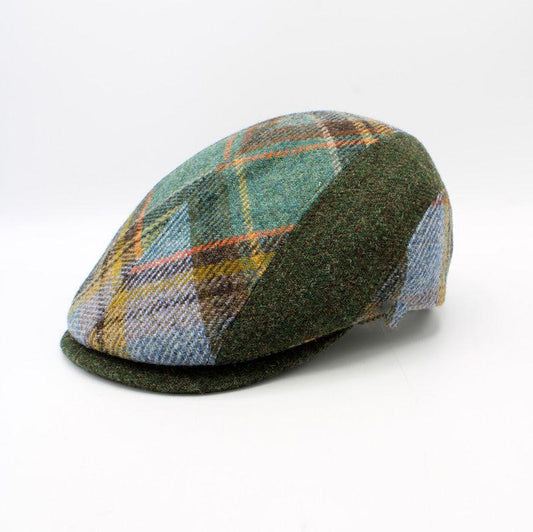 The "Funky Greens" Patchwork Flat Cap by Hologramme Paris