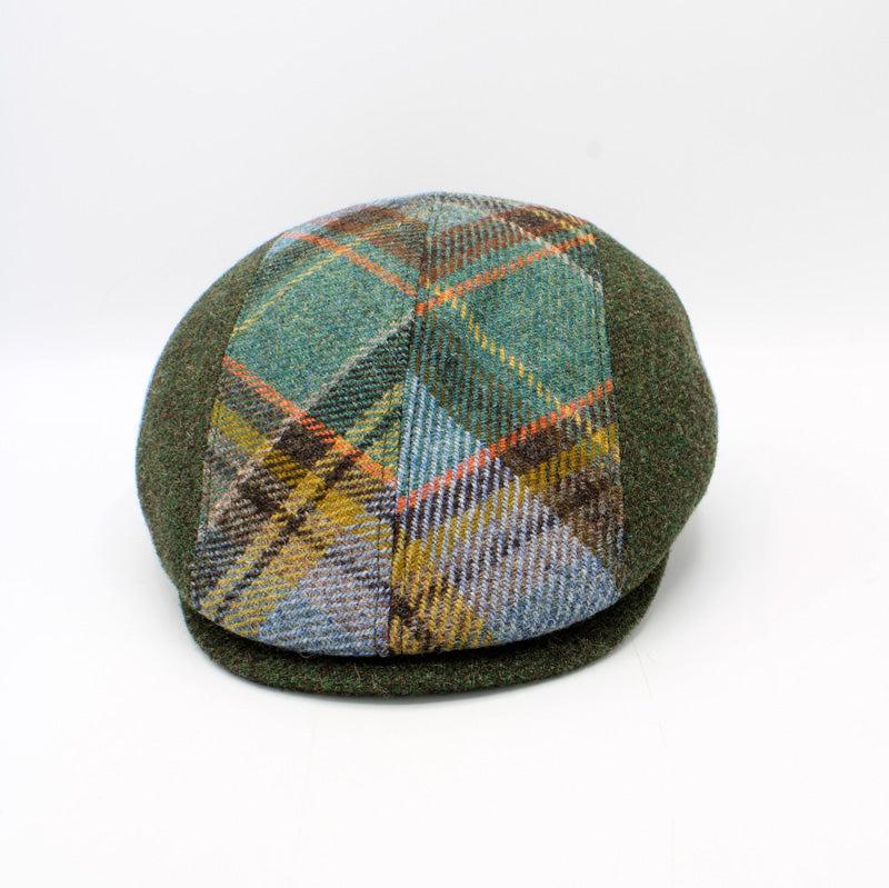 The "Funky Greens" Patchwork Flat Cap by Hologramme Paris