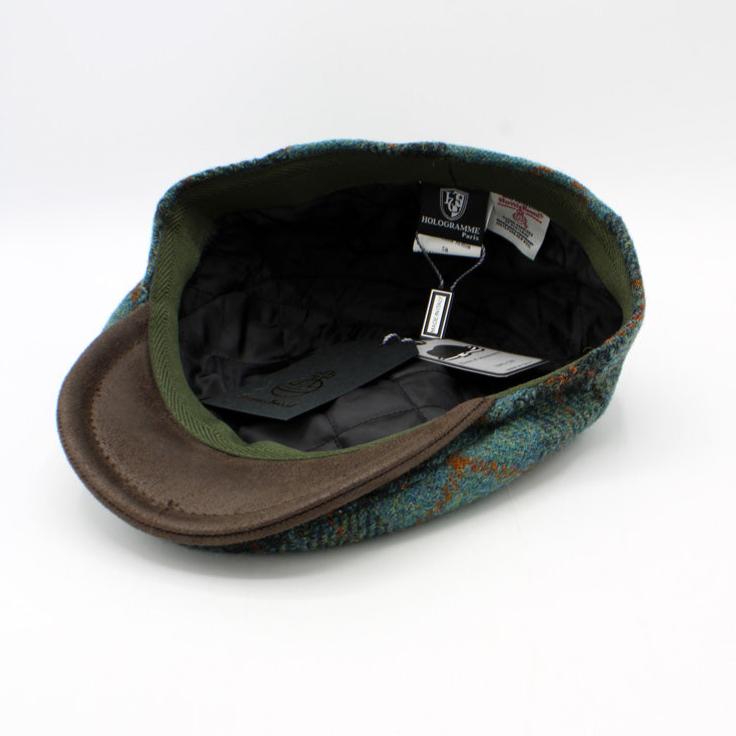 The "Green Tartan" - Harris Tweed Tartan Flat Cap by Hologramme Paris