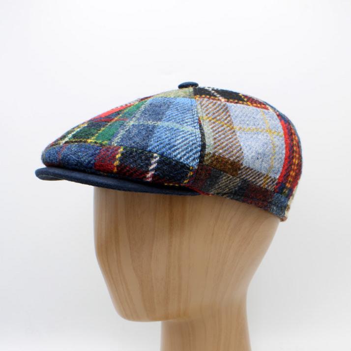 The "Tartan Patchwork" - Scottish Harris Tweed Newsboy Cap by Hologramme Paris