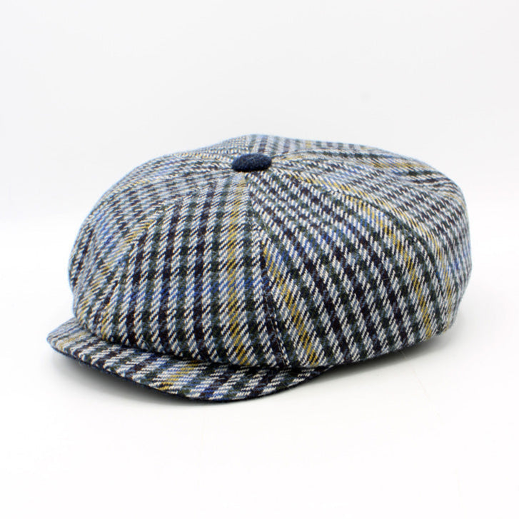 The "NewsHound" - Blue Plaid Cap by Hologramme Paris