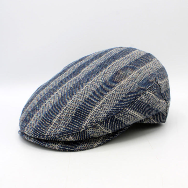 The "Seaside Stripe" Cotton Flat Cap by Hologramme Paris