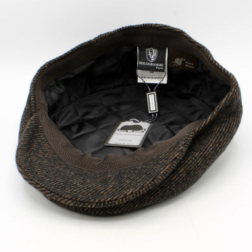 Brown and Black Tweed Flat cap at FunkyBrims.  The Duke - Cocoa Twill