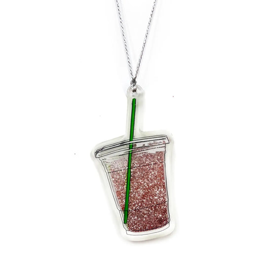 Iced Coffee Liquid Sparkle Glitter Christmas Ornament