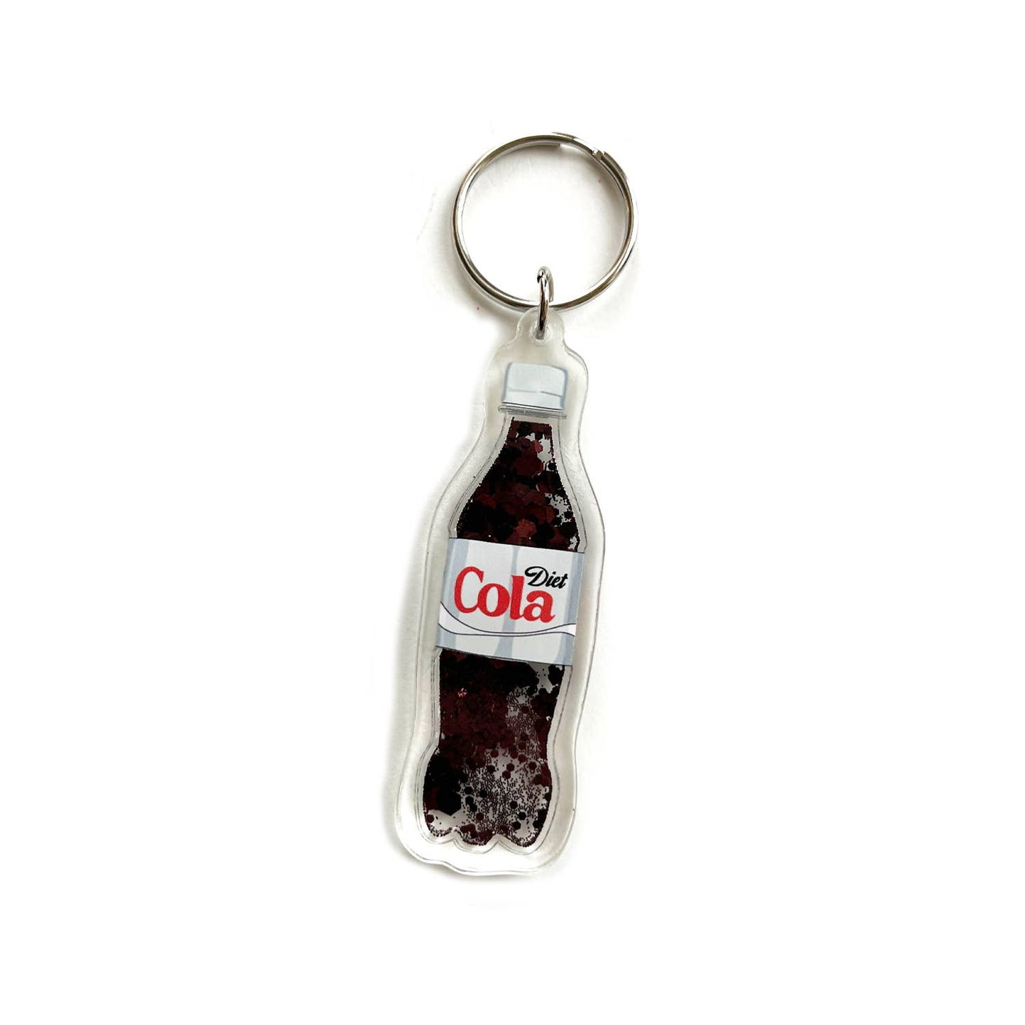 Diet Coke Liquid Glitter Sparkle Acrylic Keychain
