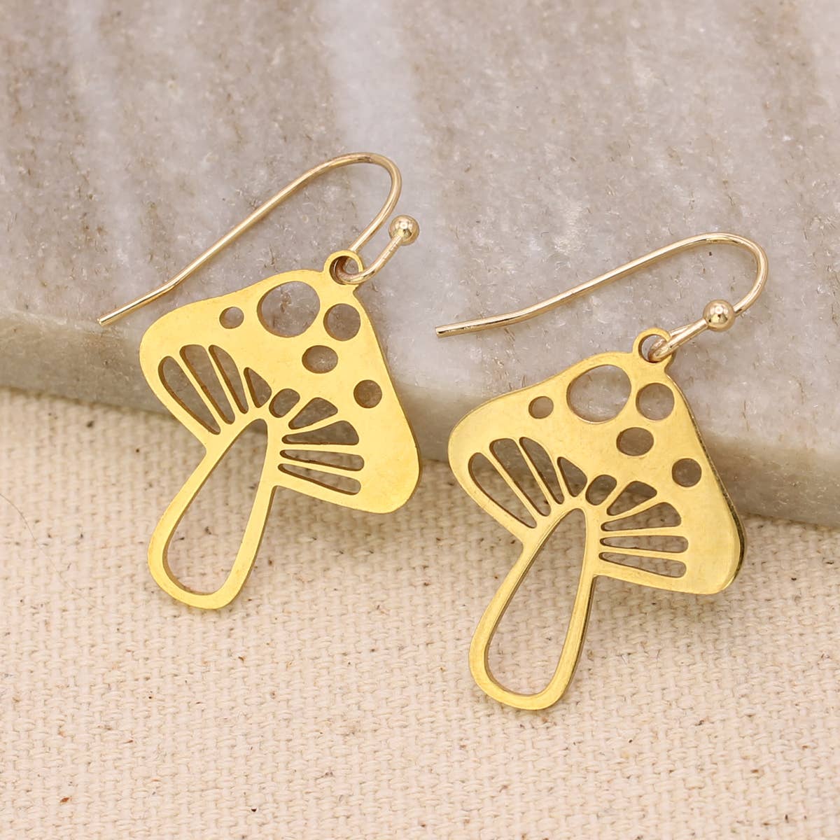 Gold Lasercut Toadstool Earrings