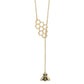 Honeycomb & Bee Gold Lariat Necklace