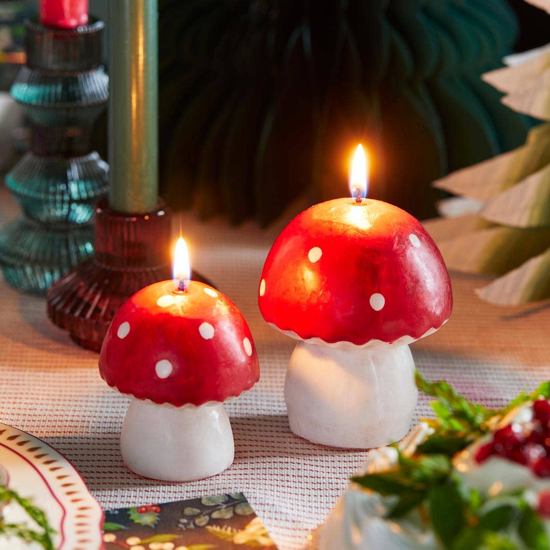 Large Red Toadstool Mushroom Candle