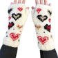 Handmade Knit Fingerless Gloves Hearts