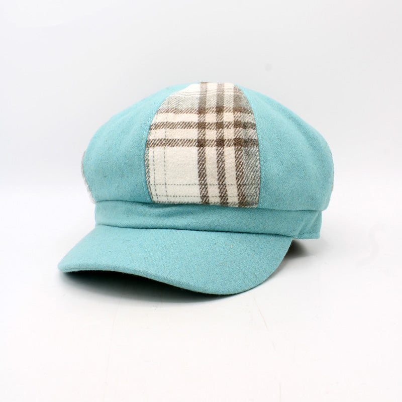 Womens Plaid Patchwork Caps by Hologramme Paris