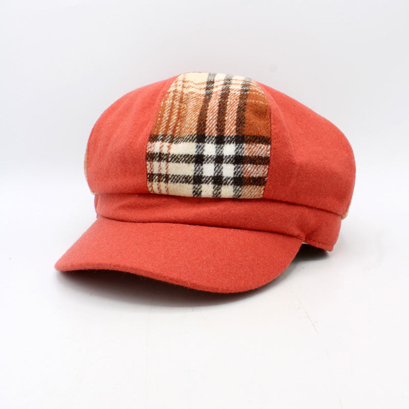 Womens Plaid Patchwork Caps by Hologramme Paris