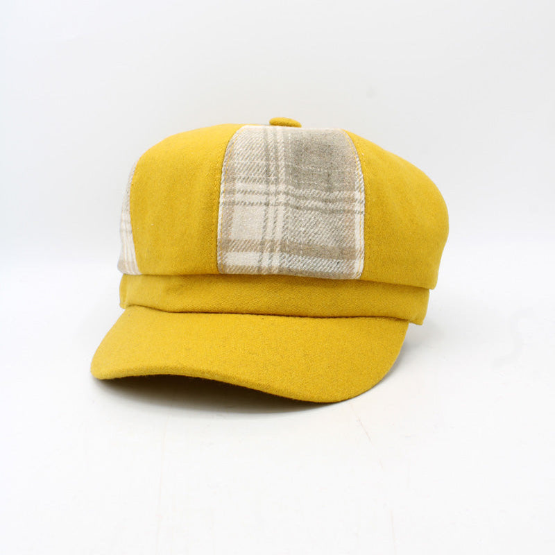 Womens Plaid Patchwork Caps by Hologramme Paris