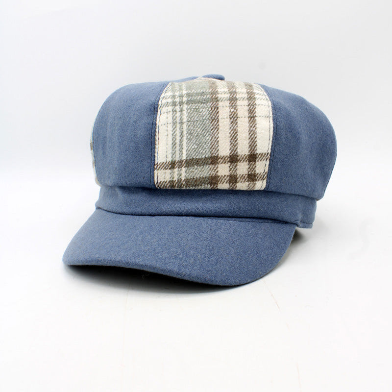 Womens Plaid Patchwork Caps by Hologramme Paris