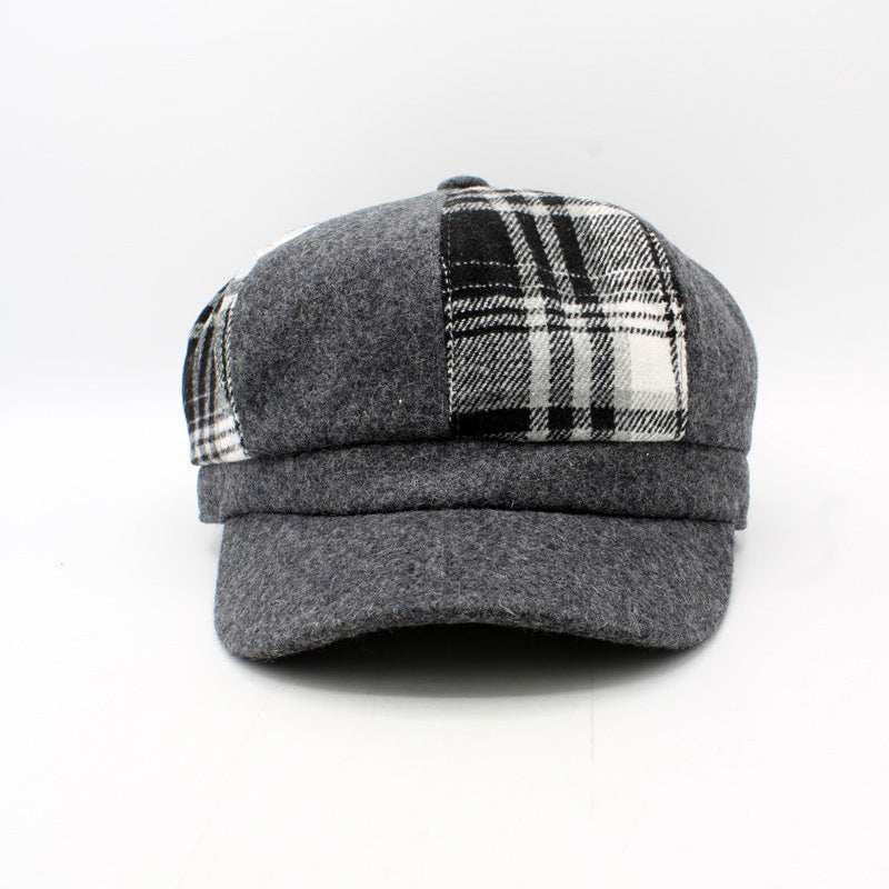 Womens Plaid Patchwork Caps by Hologramme Paris