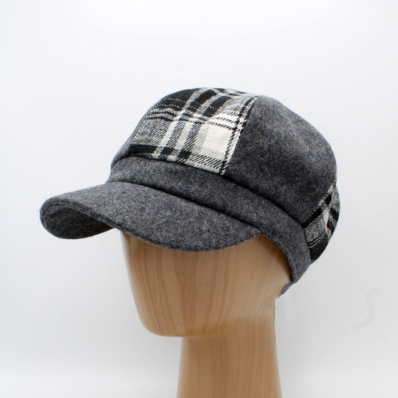 Womens Plaid Patchwork Caps by Hologramme Paris