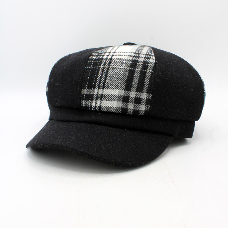 Womens Plaid Patchwork Caps by Hologramme Paris
