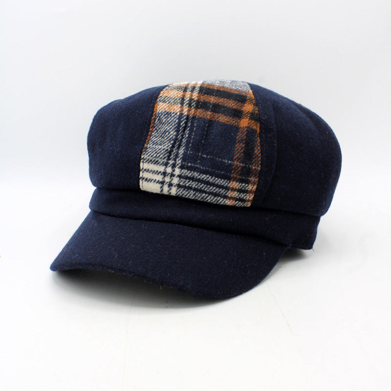 Womens Plaid Patchwork Caps by Hologramme Paris