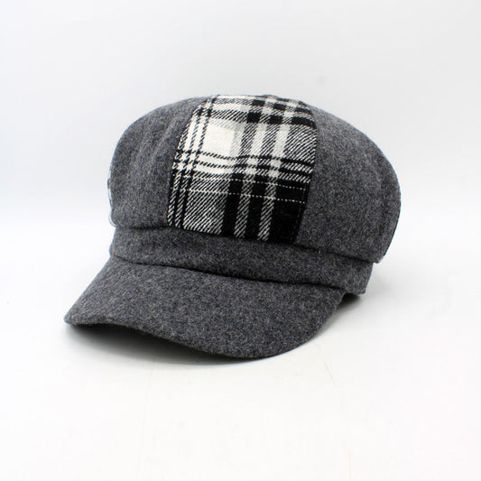 Ladies Plaid Patchwork Caps by Hologramme Paris