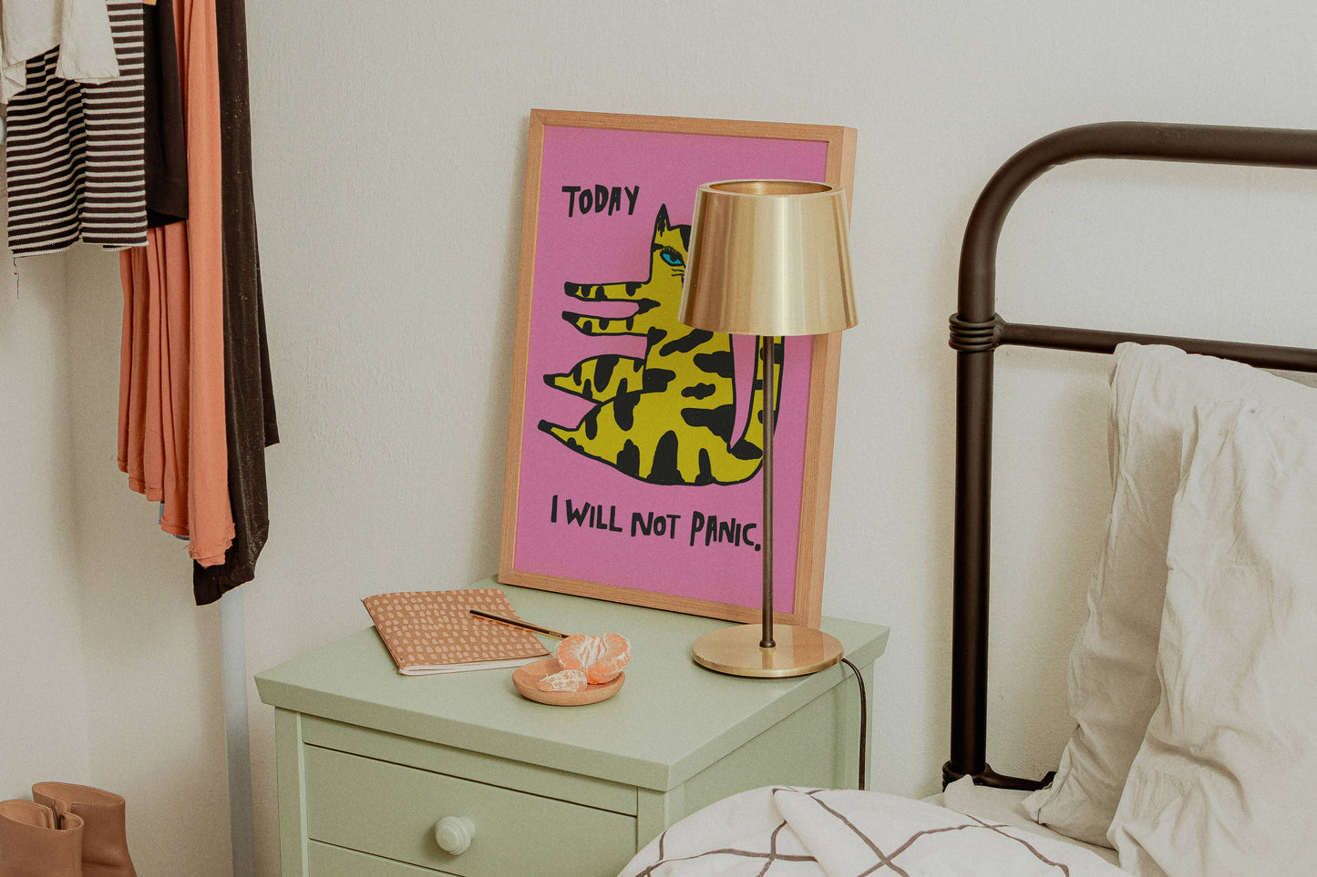 Today I Will Not Panic Art Print Pink 11 x 14