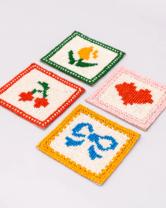 Quilt Beaded Coaster Set