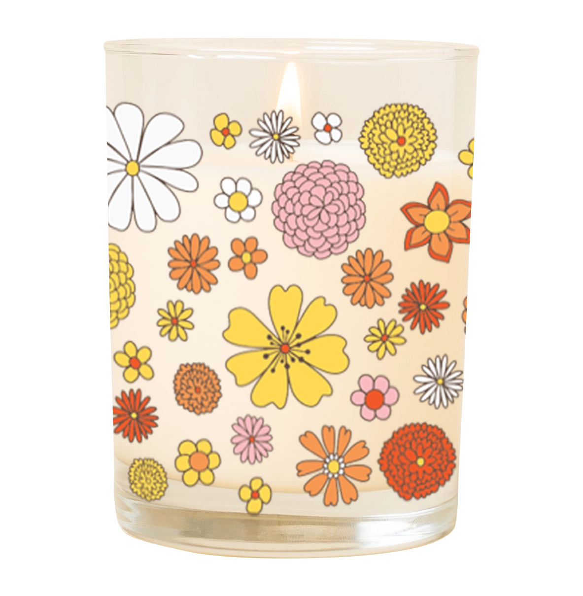 Flower Power Rocks Glass Candle