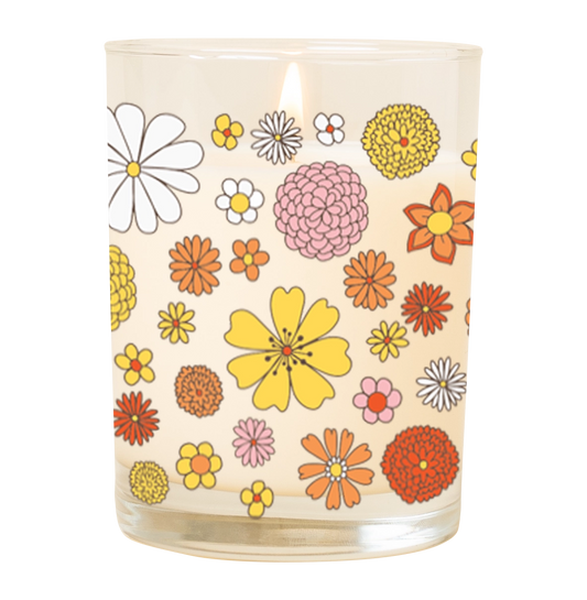 Flower Power Rocks Glass Candle