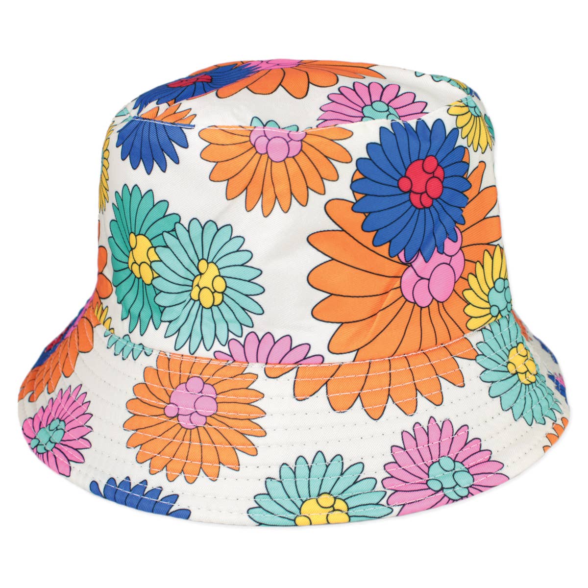 Retro Multicolor Flower Bucket Hat
