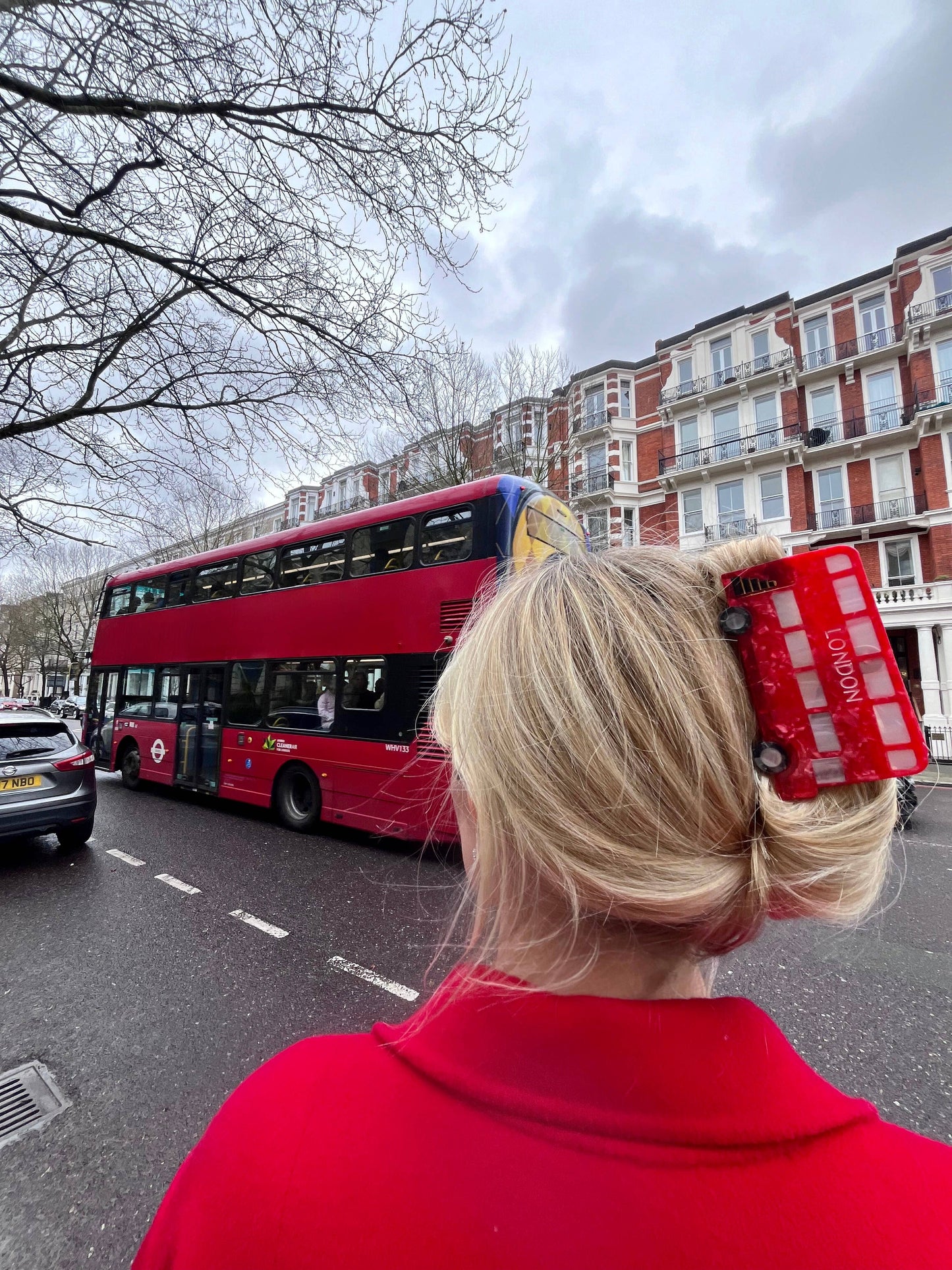 Hand-painted London Bus Claw Hair Clip