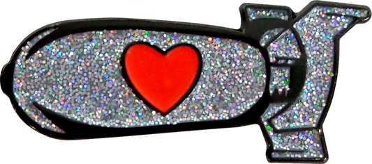 Enamel Pin - Love Bomb - Glittery With Red Heart