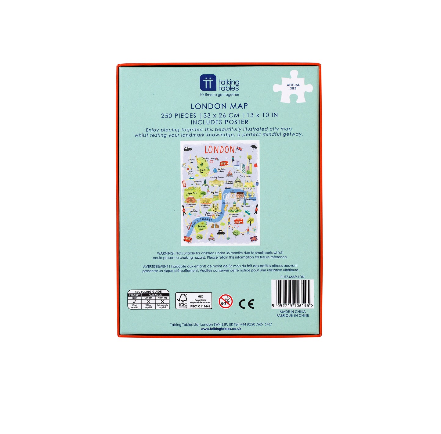 250 Piece London Map Jigsaw Puzzle and Poster