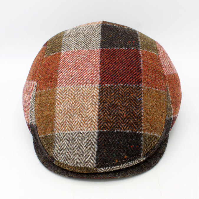 The Warm Herringcheck at FunkyBrims. Brown and Burgundy Herringbone Plaid by Hologramme Paris.