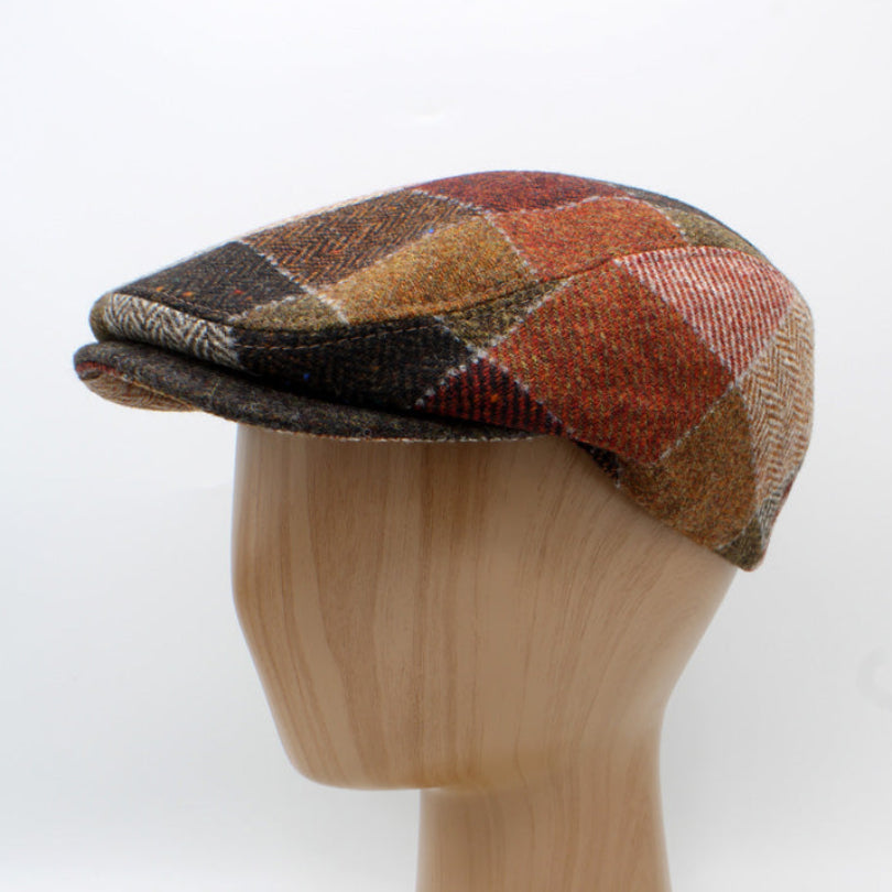 The Warm Herringcheck at FunkyBrims. Brown and Burgundy Herringbone Plaid by Hologramme Paris.