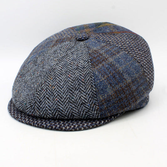 Plaid patterned cap on a white background