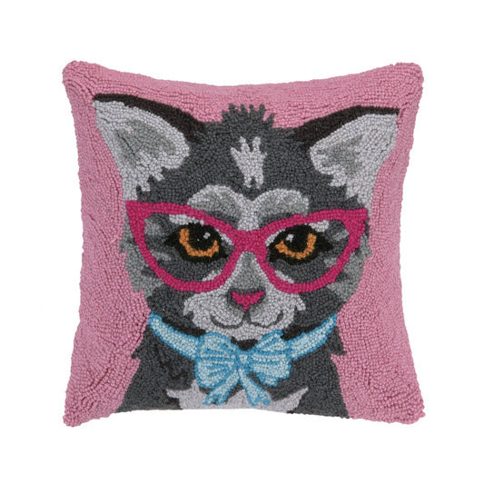 Cat with Glasses And Bow Hook Pillow